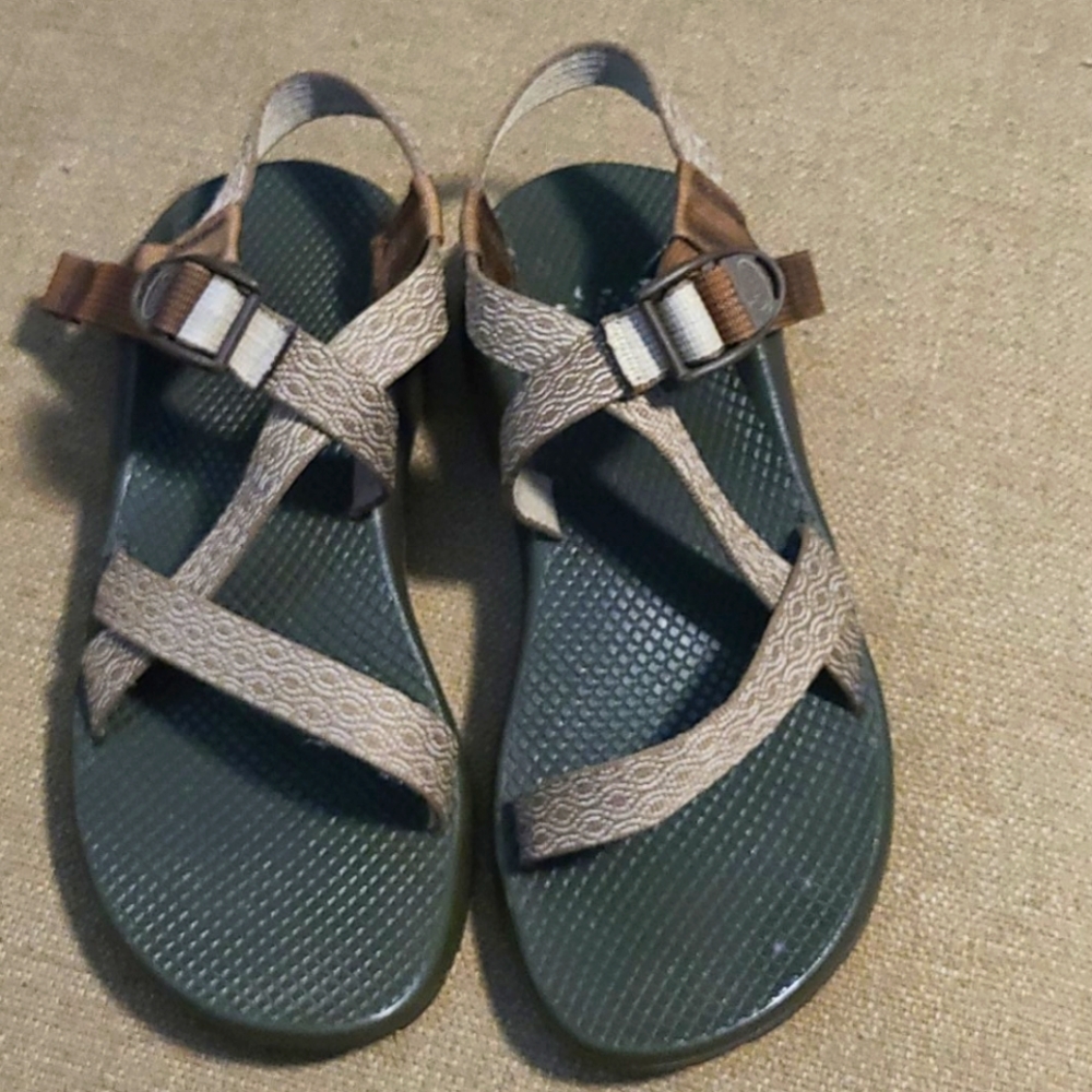 Chaco Women's Brown Footbed Sandals with Tan Straps
